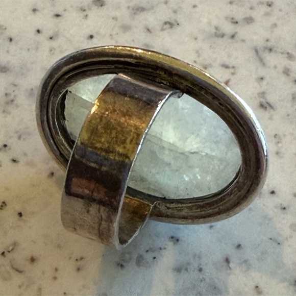 Vintage 925 Sterling Silver Ring Size 7 Large Oval Moonstone - Picture 5 of 6